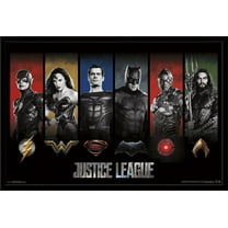 DC Comics Movie - Justice League - Heroes and Logos Wall Poster, 22.375" x 34", Framed