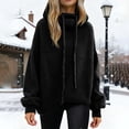 thumbnail image 2 of Comdrip Fall Sweaters for Women 2025 Pile Collar Lazy Style Sweater for Women Solid Color Loose Thick Sweater Top Turtleneck Loose Sweater Ladies Sweaters, Black M, 2 of 5