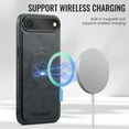thumbnail image 2 of Phone Case for iPhone Air, Compatible with MagSafe, PU Leather Back Case, Vintage Protective Ultra Slim Shockproof Classic Durable Magnetic Phone Case for iPhone Air, Black, 2 of 5