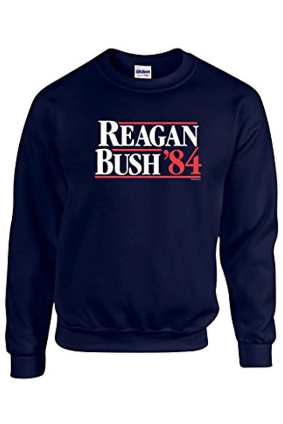 Reagan Bush '84 Political Campaign Retro Crewneck Sweatshirt President Presidential 80's Republican Conservative Ronald George-HeatherGray-XL