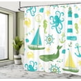 thumbnail image 4 of Ambesonne Nautical Shower Curtain, Pastel Colors Lighthouse, 69"Wx84"L, Blue and Green, 4 of 4