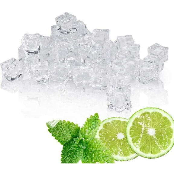 BUZIFU 60 PCS Artificial Acrylic Ice Cubes Clear Fake Ice Cubes Diamonds Plastic Ice Cubes Fake Crushed Ice for Home Decoration Wedding Display Vase Fillers (20 * 20mm)