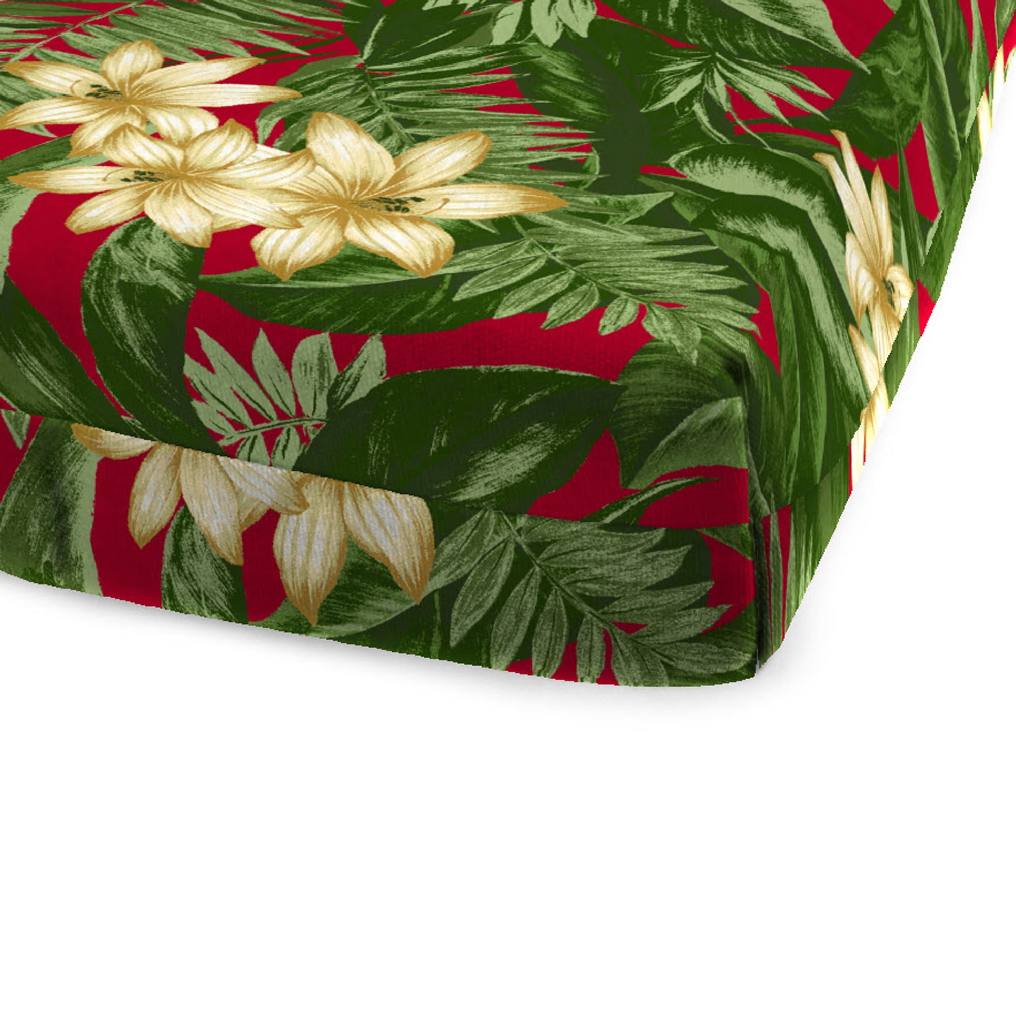Jordan Manufacturing 72" x 22" Acadia Bordeaux Red Tropical Rectangular Outdoor Chaise Lounge Cushion with Ties and Hanger Loop