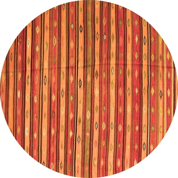 Ahgly Company Indoor Round Oriental Orange Traditional Area Rugs, 6' Round