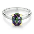 thumbnail image 2 of Gem Stone King 925 Silver and 10K Yellow Gold Green Mystic Topaz Solitaire Engagement Ring for Women | 2.30 Cttw | Oval 9X7MM | Gemstone November Birthstone (Size 8), 2 of 4
