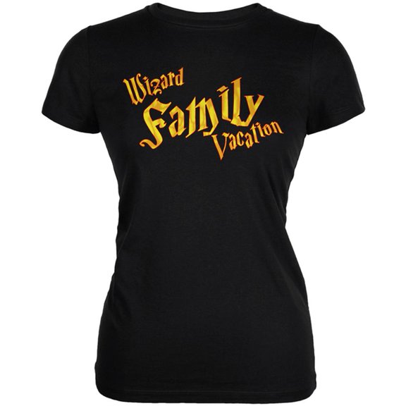 Wizard Family Vacation Juniors Soft T Shirt Black X-LG