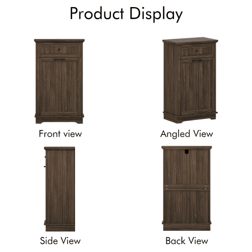 10 Gallon Tilt Out Trash Cabinet, Freestanding Wooden Garbage Recycling Bin with Hideaway Drawer, Pet Proof Trash Can Holder for Kitchen Living Room, Antique Brown (Trash Can Not Included)