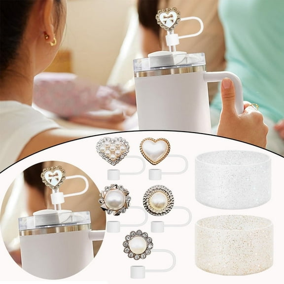 Glitter Tumbler Accessories Set, 7-Pcs Straw Covers & Protective Boots for 30oz/40oz Cups