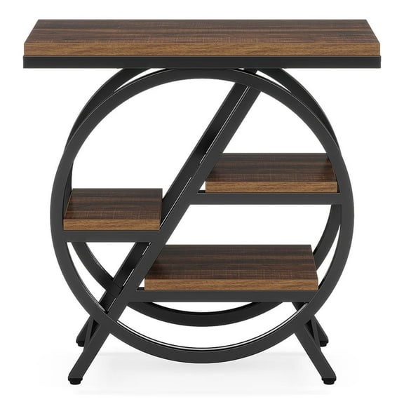 Topcobe 4-Tier End Table, Small Side Table Snack Table with Storage Shelves, Modern Furniture for Indoor, Brown