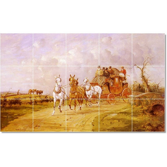 Ceramic Tile Mural-George Wright Horse Tile Mural Commercial Design. 40" w x 24" h using (15) 8 x 8 ceramic tiles