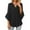 Z-Black743, variant on Women's Blouse V-Neck Fashion Loose Fit With Thread Mesh Yoke And Petal Design Three Quarter Sleeve Solid Color Casual For Everyday Wear Comfortable Breathable Elegant Female Leisure Tops