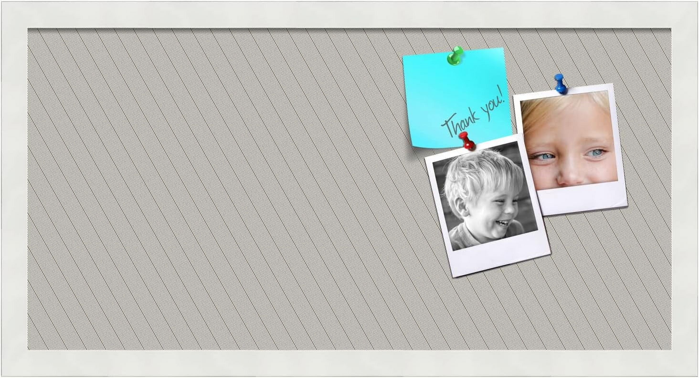 PinPix 24x12 inch Cork Bulletin Board. This Decorative Framed Pin Board Comes with Lux Stripes Pewter Design and Satin White Frame. Ideal for Home, Office Decor or School (PinPix-1671)