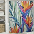 thumbnail image 6 of Orinice Shower Curtain for Bathroom Waterproof Blue Pattern Watercolor Tropical Flowers Palm Leaves Bird Beauty Nature Colorful Exotic Paradise Bath Curtain Polyester Fabric with Hooks  60x72, 6 of 7