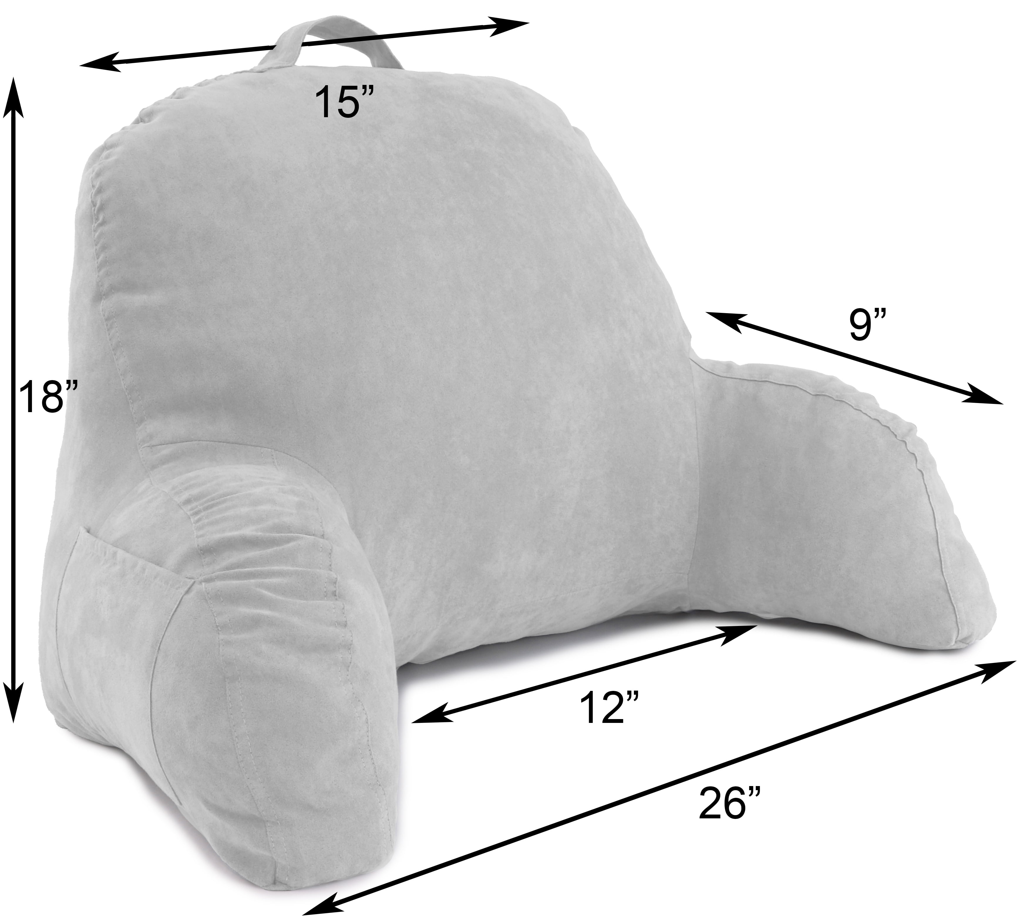 Soft But Firmly Stuffed Fiberfill Reading and Bedrest Lounger Deluxe Comfort Microsuede Bed Rest Backrest Pillow with Arms Black Sitting Supprt Pillow