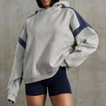 thumbnail image 3 of IDOPIP Womens Oversized Hoodies Fleece Sweatshirts Colour Block Panelling Long Sleeve Sweaters Pullover Tops, 3 of 5