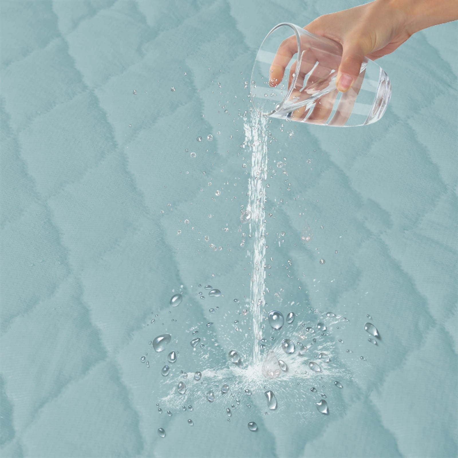 Waterproof Mattress Protector, Queen Size (Fits 60"x80" / 150x200cm), Fitted Sheet Style, Non-Slip & Soft Fiber Mattress Pad Cover, Machine Washable Bedding Protection ( Light Blue )