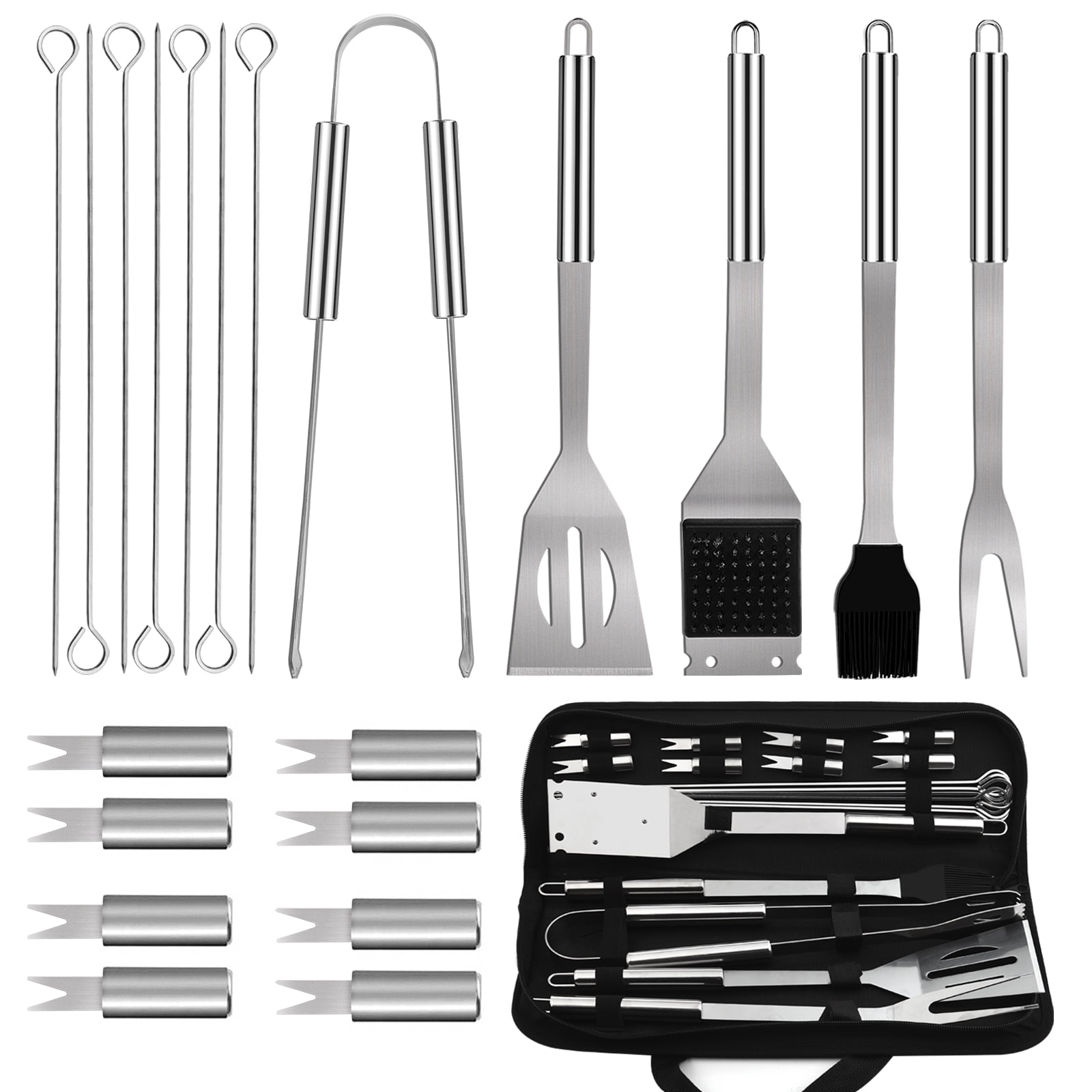 Grill Tool Set Barbecue Utensils Gift for Camping Party and Picnic 20Pcs Stainless Steel Barbecue Accessories with Storage Bags for Outdoor & Indoor GWL BBQ Barbecue Tool Set