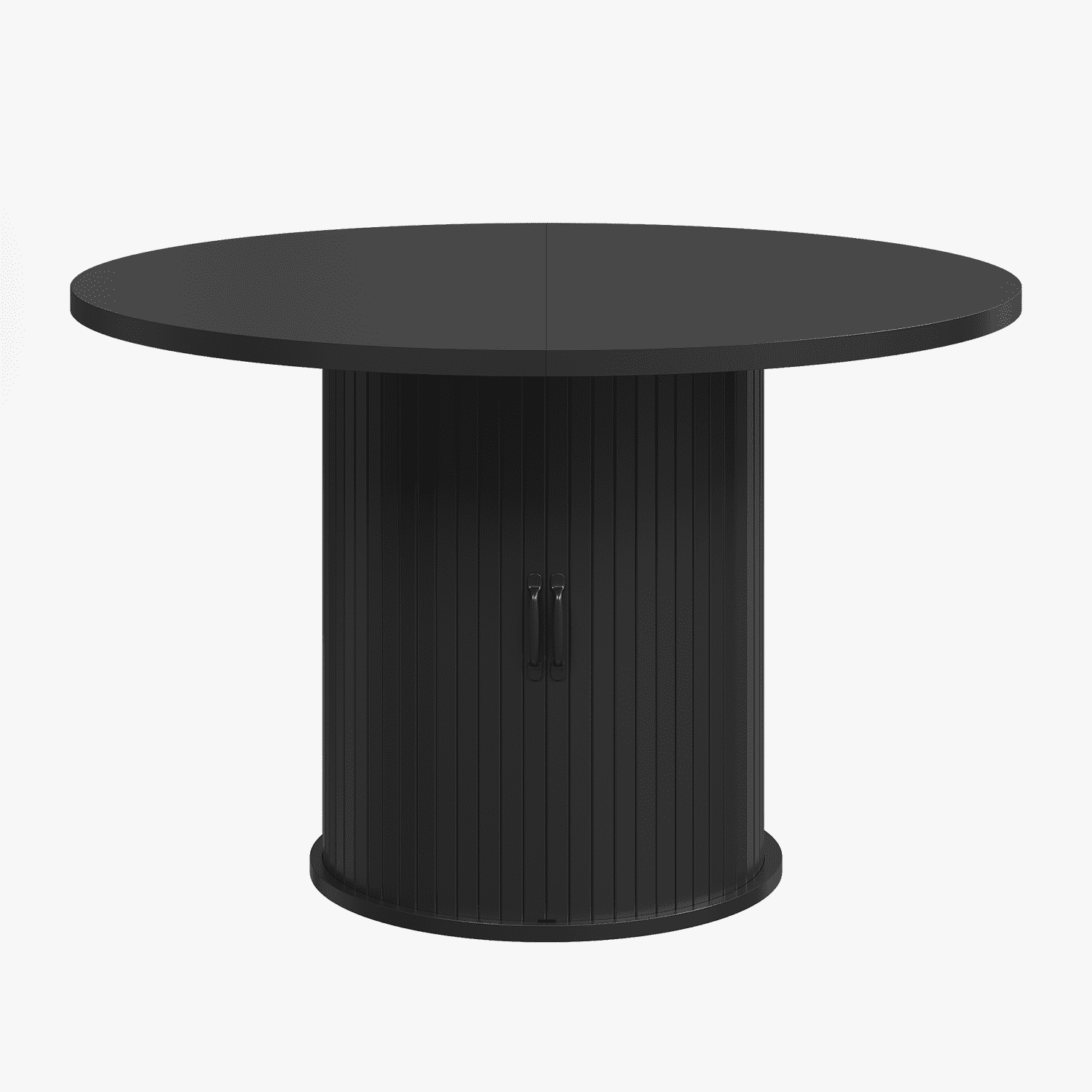 Sonegra 47“ Round Dining Table with Storage, Modern Fluted Circle Kitchen Table with 2-Layer Storage and Sliding Door, for Kitchen Living Room, Black