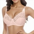 thumbnail image 2 of Fsqjgq Bras for Women Plus Size D Cup Gathered Push Up Full Figure Bra Floral Lace Patchwork Lightly Lined Convertible Wireless Bras Bralettes Pink, 2 of 4