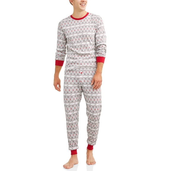 Family PJs Men's Fairisle Snowflake and Polar Bear Print Cotton 2-piece Set