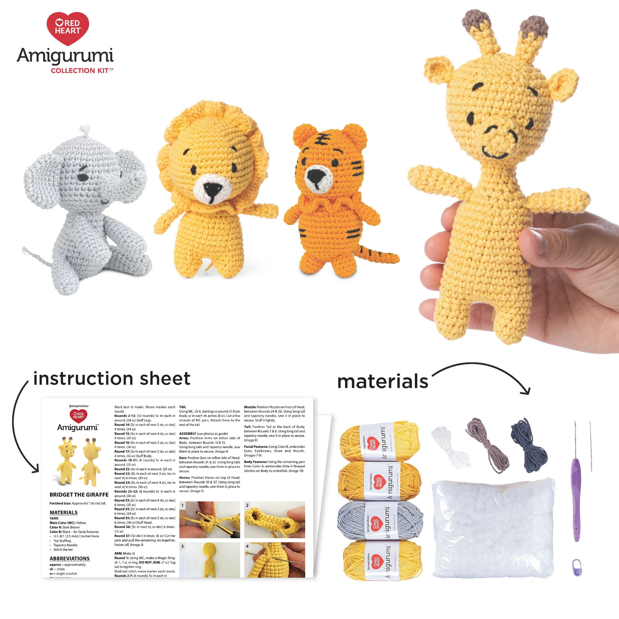 Red Heart™ Amigurumi Crochet Collection Kit 103.2GM Safari