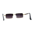 thumbnail image 4 of Mens Simple Classy Slim Rectangle Metal Rim Sunglasses Gold Smoke, 4 of 4