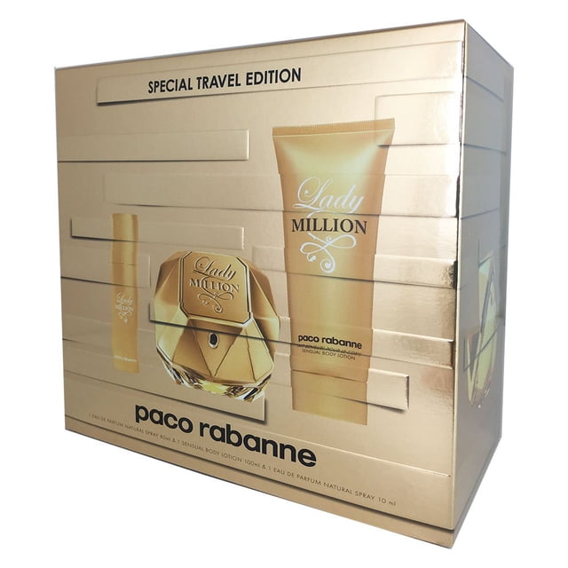 Set de 3 piezas de perfume Paco Rabanne Lady Million EDP 80 ml