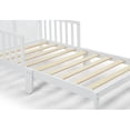 thumbnail image 5 of Toddler Bed Frame, Solid Rubber Wood Frame w/Safety Guardrail, Fits Crib Full Size Mattress-Children Classic Sleeping Bedroom Furniture for Kids Boys Girls-White, 5 of 5