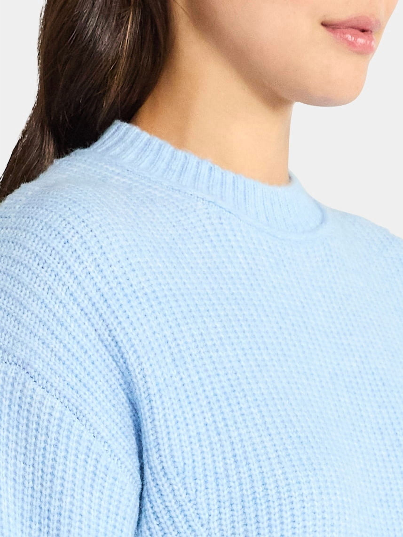 Time and Tru Women's Shaker Stitch Mock Neck Sweater, Midweight, Sizes XS-XXXL