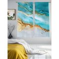 thumbnail image 3 of Sheer Curtain Panels Gold Teal Ocean Waves Rod Pocket Voile Window Curtains Abstract Window Treatments Ligh Filtering Privacy Curtain Drapes for Bedroom Living Room 2 Panel Set 63 Inch Length,, 3 of 9