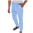 thumbnail image 1 of HBFAGFB Men's Casual Pants Drawstring Straight Leg Pants with Pockets Versatile Daily Wear Light Blue Size L, 1 of 6