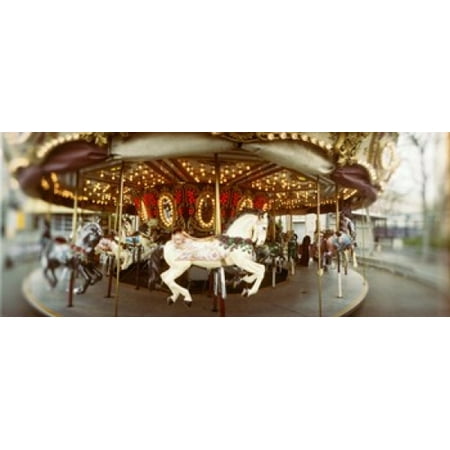 Carousel horses in an amusement park Seattle Center Queen Anne Hill Seattle Washington State USA Canvas Art - Panoramic Images (15 x
