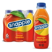 Snapple Mango Madness, 16 fl oz Recycled Plastic Bottle, 6 pack, All Natural Family Pack Drinks