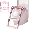 thumbnail image 1 of Asiento Entrenador para Baño con Escalera Antideslizante - Taburete Plegable l para Baño, Alfombra Suave de PU Desmontable, 6 Niveles Ajustables, Fácil de Limpiar (Rosa + Almohadilla de PU), 1 of 5