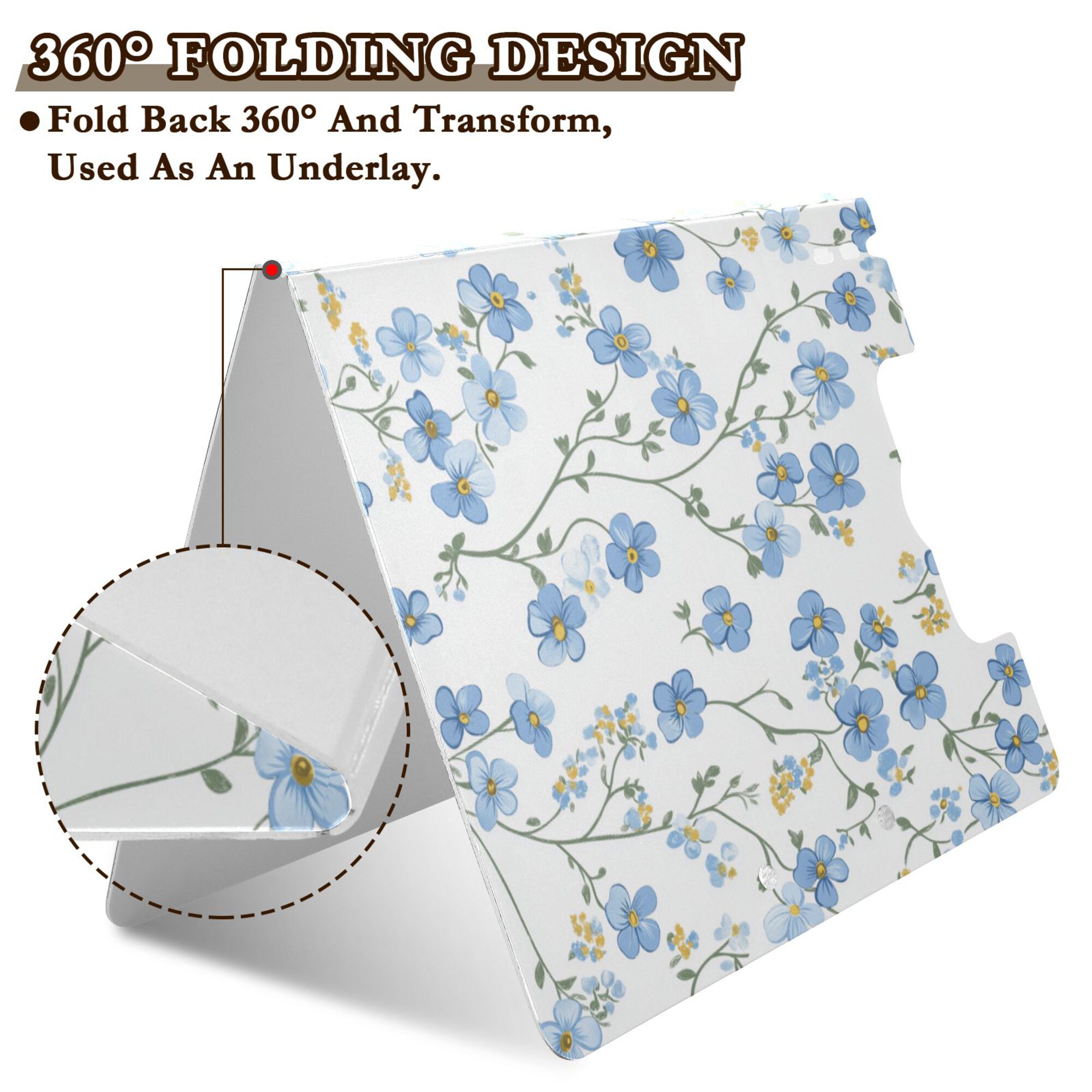 FORMRS A4 Clipboard Folder with Pen Holder Horizontal Foldable School Office Binder, Forget Me Not