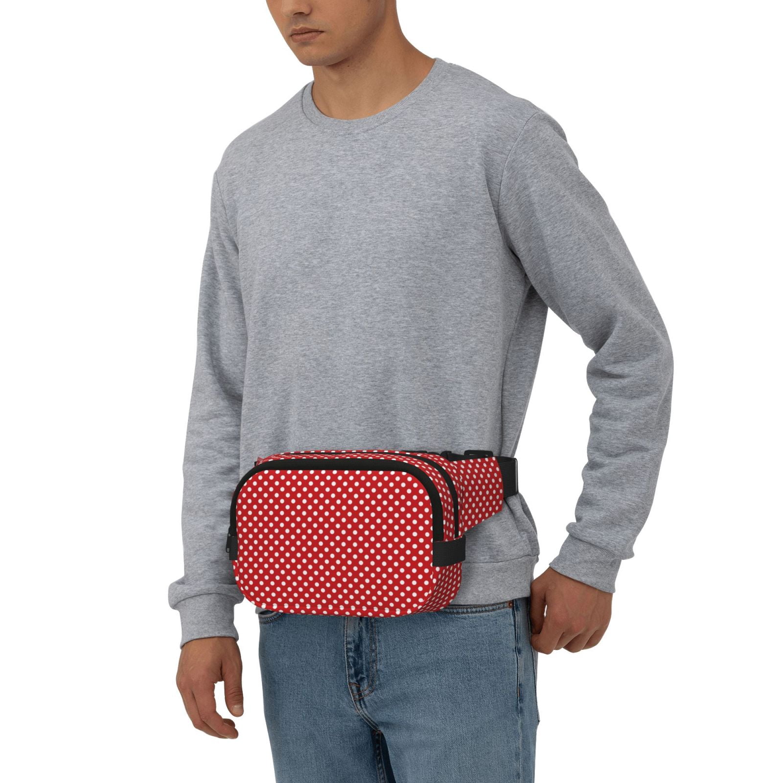 Kuqiui Red Polka Dot Print Fanny Packs for Women Cross Body Waist Bag Fashionable Fanny Pack Designer Workout Hiking Waist Pack Running Travel Gym
