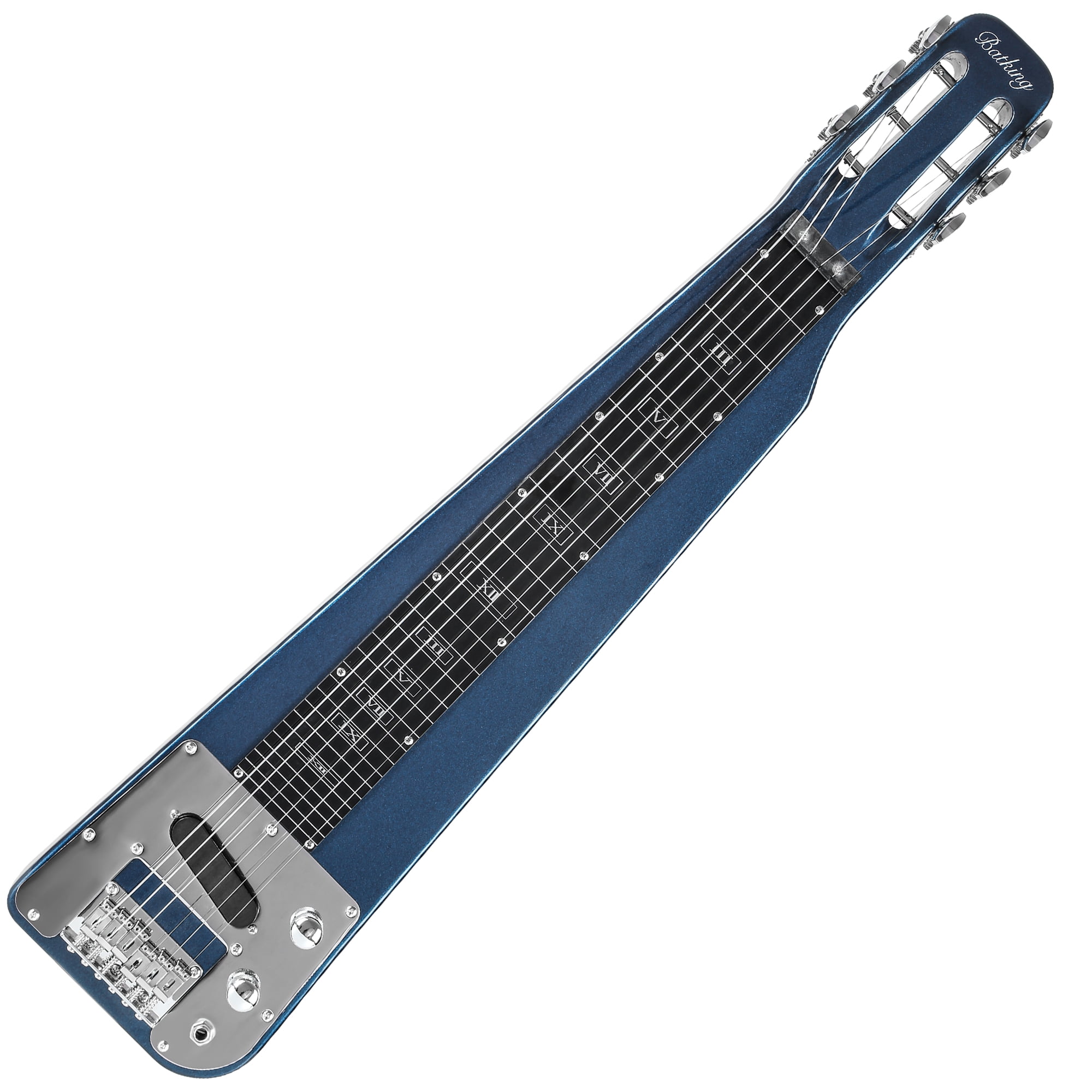 Batking Lap Steel Guitar Slide Electric Slide Instrument 6 Strings Blue Steel Guitar