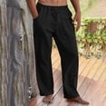 thumbnail image 4 of Pantalones Casuales de Color Sólido de Verano de Moda Mezcla de Lino de Poliéster para Hombres, 4 of 9