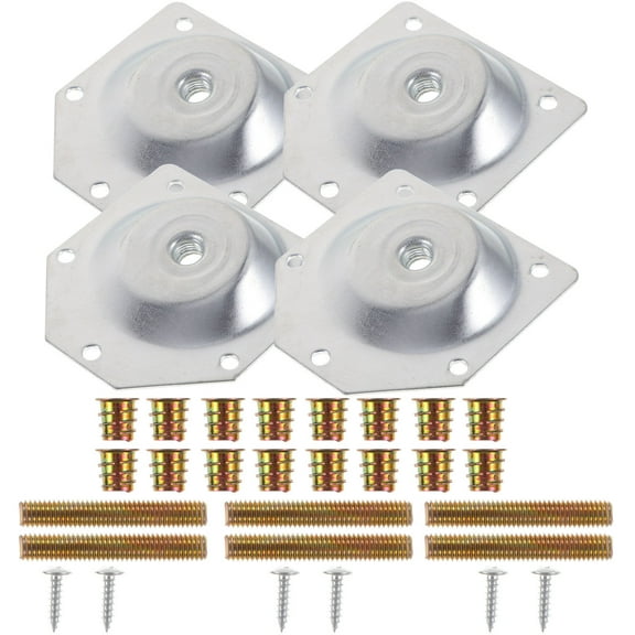 4 Pcs Nut Set Furniture Leg Mounting Plate Angled Table Fixture Silver