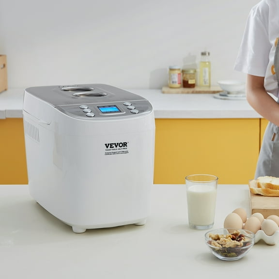 KFFKFF 3LB 15-in-1 Bread Maker Automatic Compact Dough Machine Nonstick White