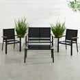 thumbnail image 4 of Best Choice Products 4-Piece Outdoor Textilene Patio Conversation Furniture Set w/ Loveseat, Table - Black/Black, 4 of 10