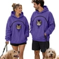 thumbnail image 5 of Awwp Hoodie with Cat Pouch Holder Sweatshirt Large Pocket Pullover Shirt Kangaroo Pocket Dog Sweatshirt Unisex Oversized Fit Pet Rest Holder,Zip Front Pet Pouch Sweatshirt Dark Purple S, 5 of 9