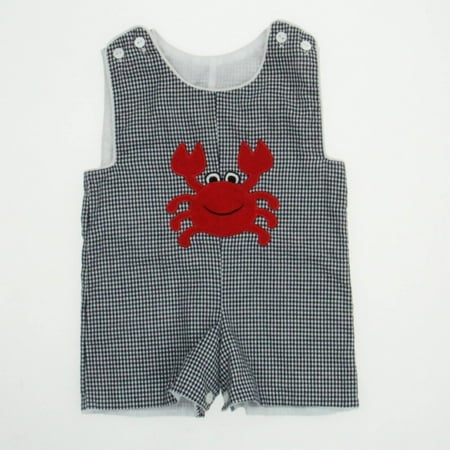 

Pre-owned Beehave Boys Navy/White/ Red Crab Romper size: 6 Months