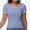 Dustyblue, variant on Women Summer Short Sleeve Shirts Crewneck Striped Color Block T Shirts Slim Fit Basic Tee Tops