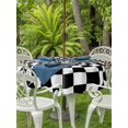 thumbnail image 3 of Outdoor Tablecloth with Umbrella Hole for Patio/Picnic/Party/Camping, Black White Checkered Waterproof Table Cloth Round Cover Washable, Modern Abstract Art (Dia 60"), 3 of 9