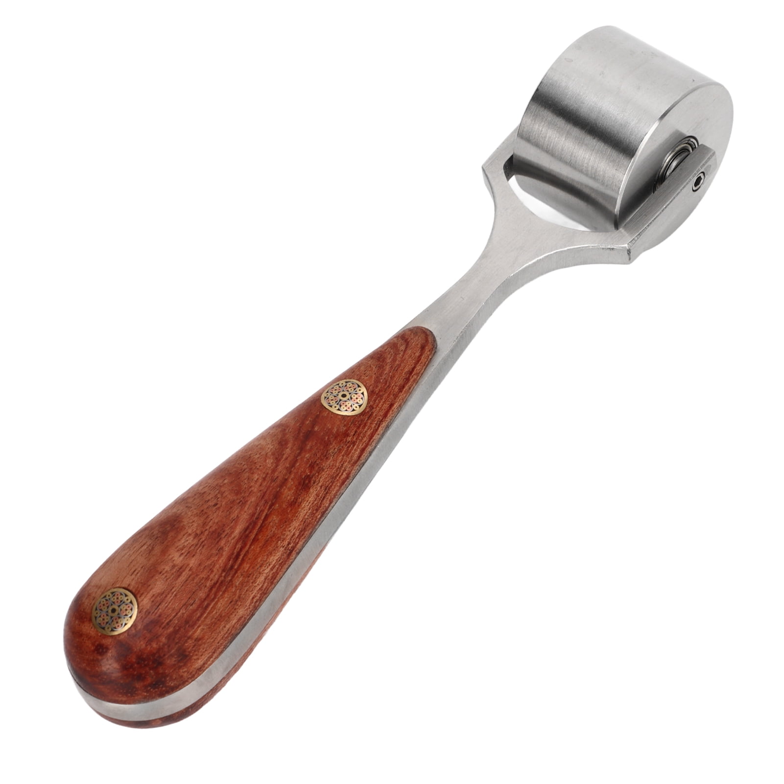 NFTIGB Leather Press Edge Roller Tool with Rosewood Handle & Stainless Steel Wheel, 1-Inch Head, Heavy-Duty Handheld Flattener for DIY Leathercrafting, Gluing, and Stitching Projects