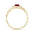 thumbnail image 2 of ANGARA Natural Aeon Ruby & Diamond Floral Halo Three Stone Engagement Ring in 14K Yellow Gold for Women (Size-5mm) | July Birthstone, Anniversary, Jewelry Gift for Women | Natural Ruby Ring, 2 of 10