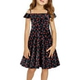 thumbnail image 4 of KISSMODA Girls Dress Casual Round Neck A Line Ruffle Sleeve Knee Length Dresses 4-13 Years, 4 of 4