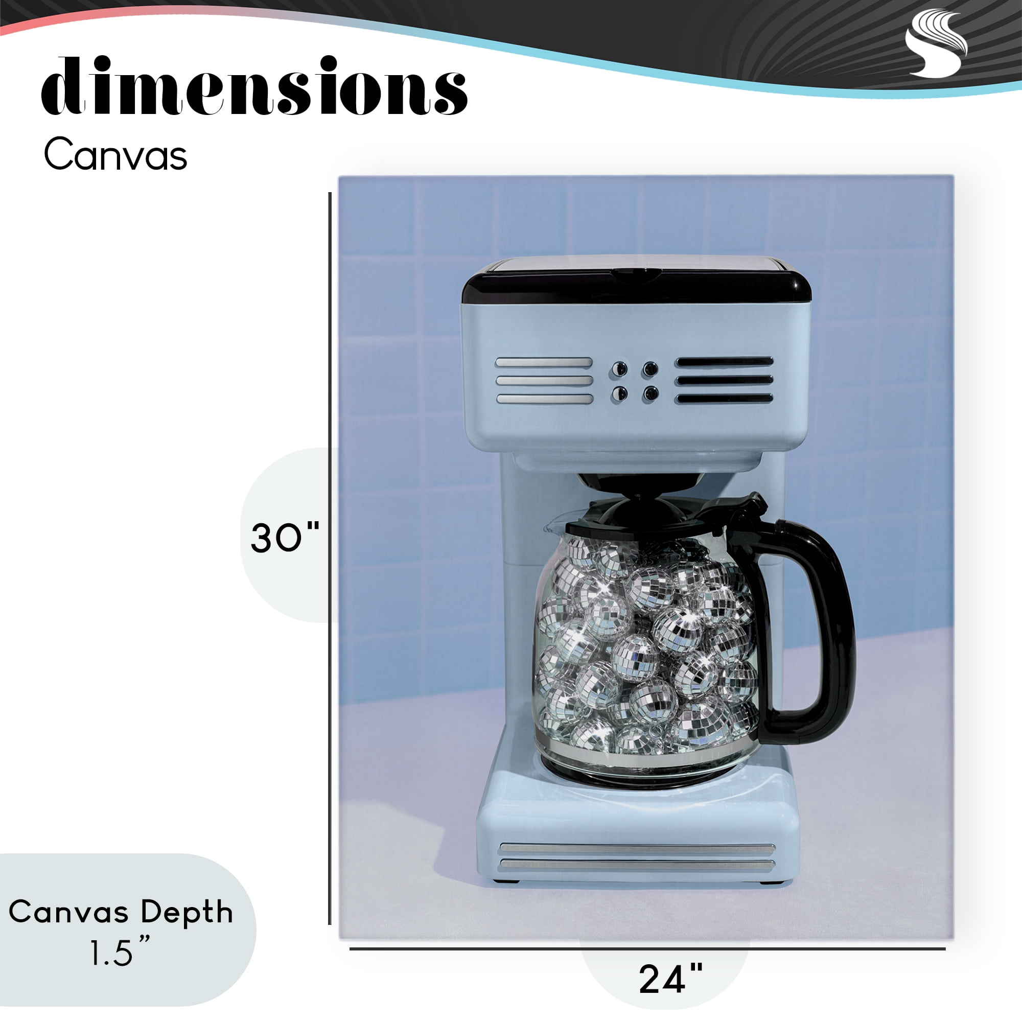 Stupell Industries Disco Coffee Maker over Blue Canvas Wall Art, design by LISH Creative