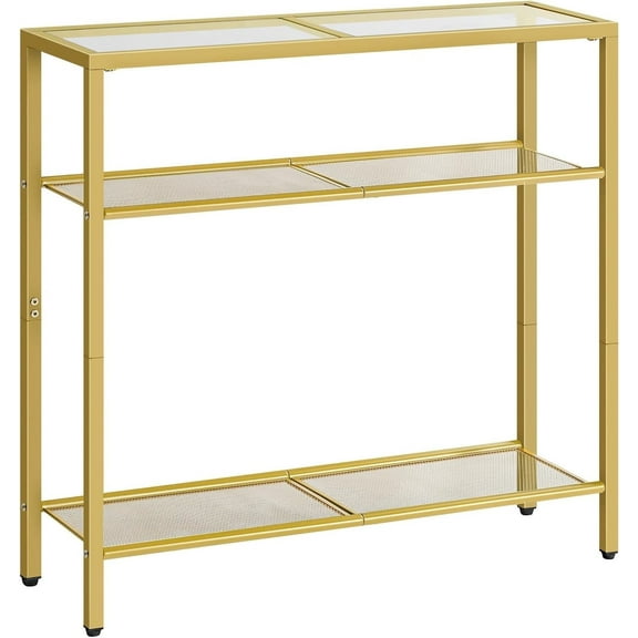 HOOBRO 29.5" Narrow Console Table with 3-Tier Tempered Glass Living Room Gold GD21XG01G1